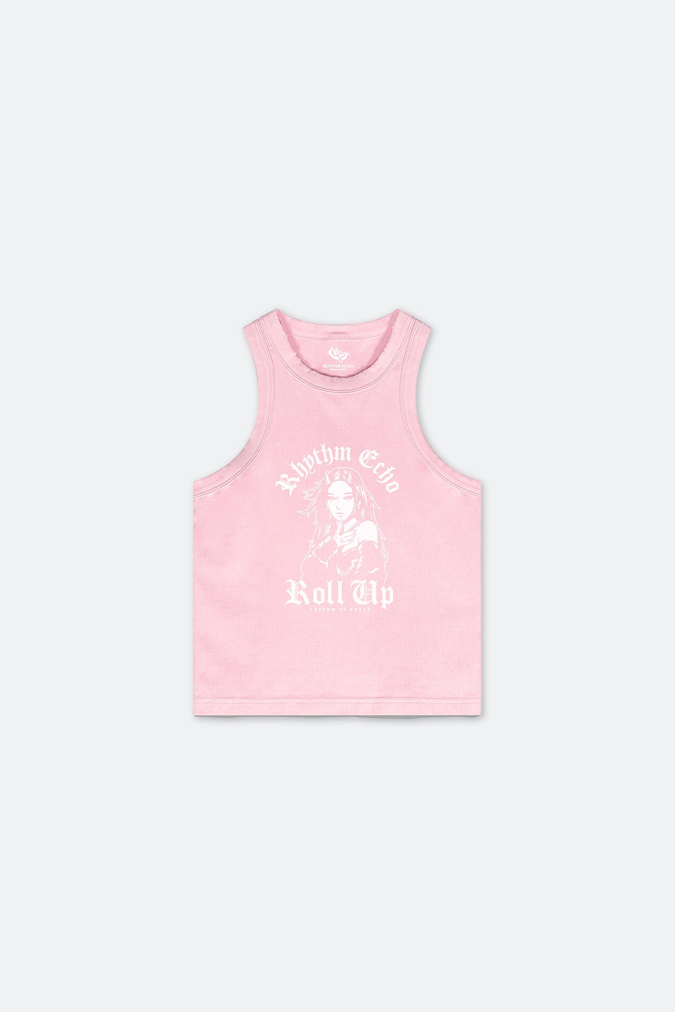 RHYTHM ECHO ROLL UP HEAVY WASH GIRLS TANK TOP/ PINK - GROGROCERY