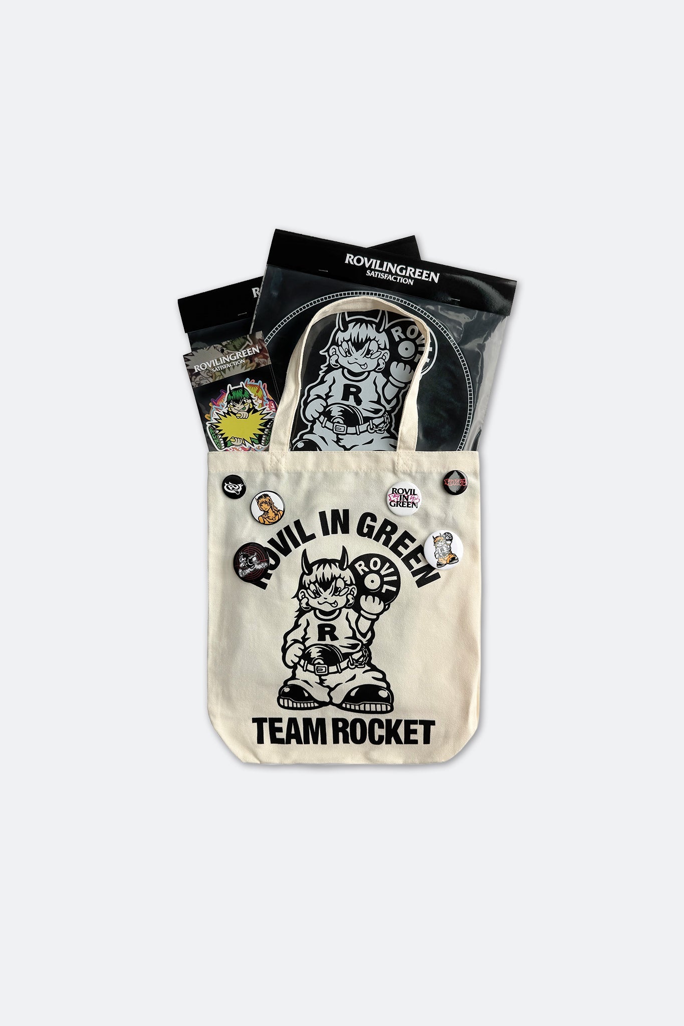 RHYTHM ECHO ROVIL TOTE BAG WITH BUTTON PINS - GROGROCERY