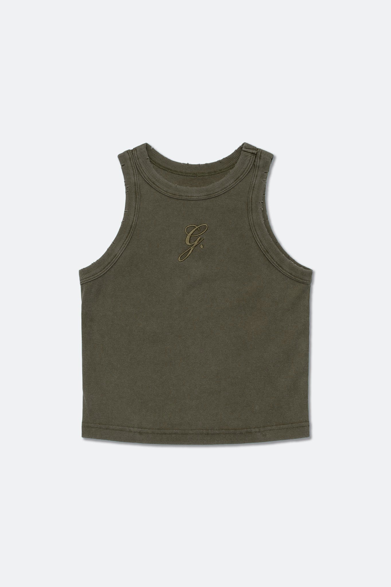 GROCERY WASHED RIBBED TANK TOP/ DARK OLIVE