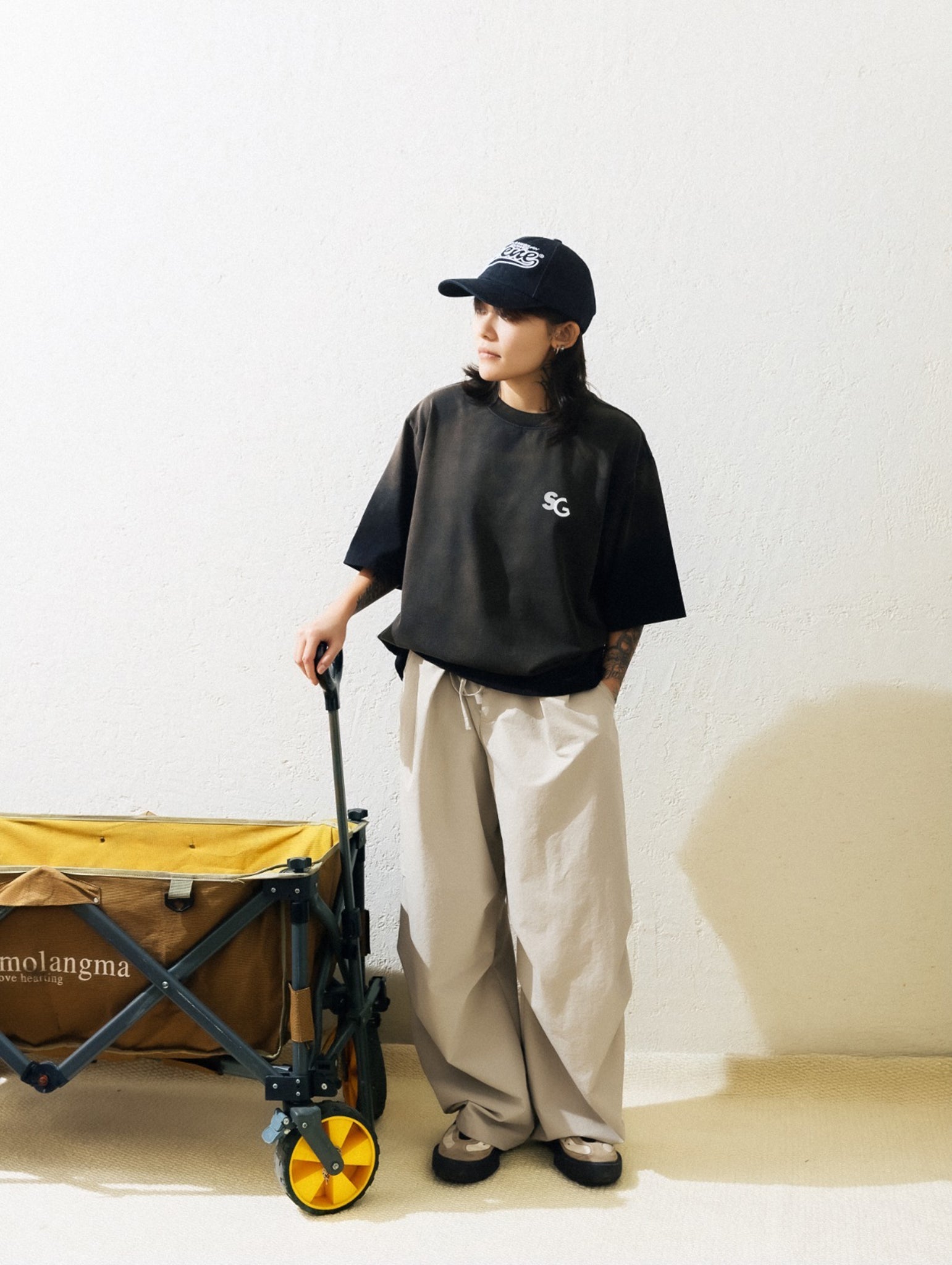 SCENE X GROCERY REFLECTIVE LOGO WASHED INVOICE TEE/ BLACK - GROGROCERY
