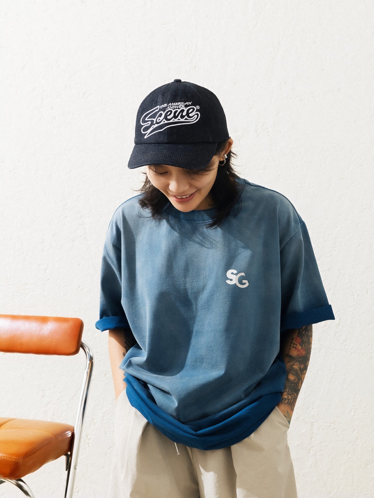 SCENE X GROCERY REFLECTIVE LOGO WASHED INVOICE TEE/ TEAL - GROGROCERY