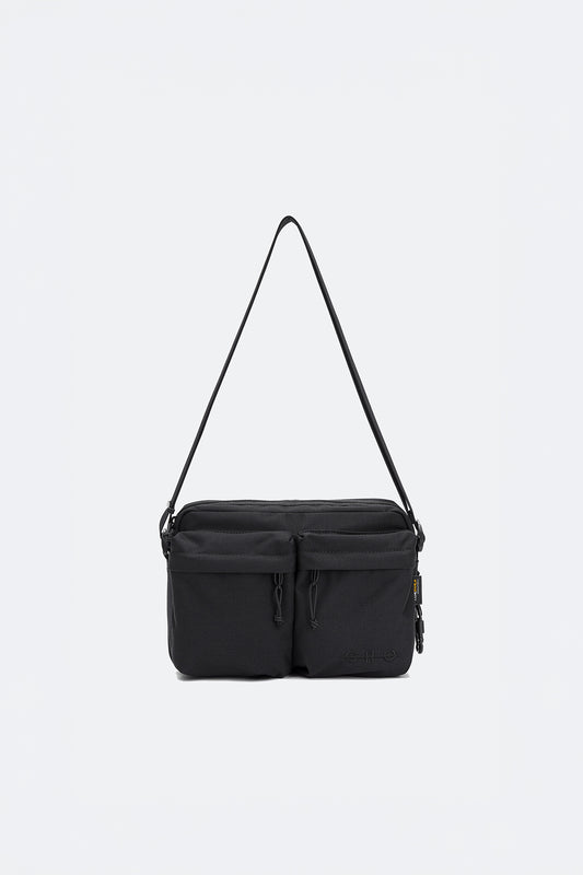 GROCERY CORDURA DOUBLE POCKET SHOULDER BAG/ BLACK