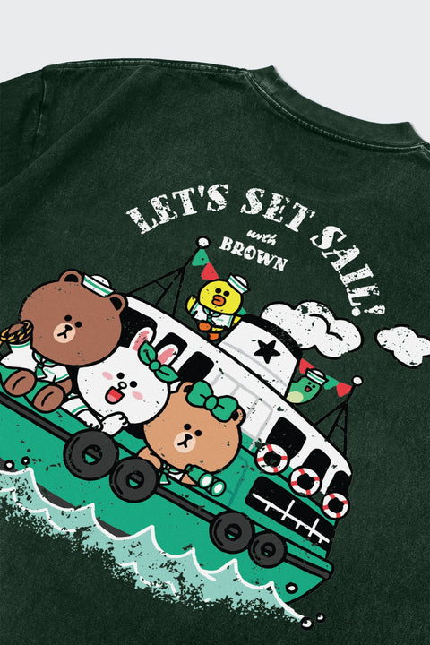 STAR FERRY x LINE FRIENDS KIDS WASHED LETS SET SAIL TEE By GROCERY - GROGROCERY