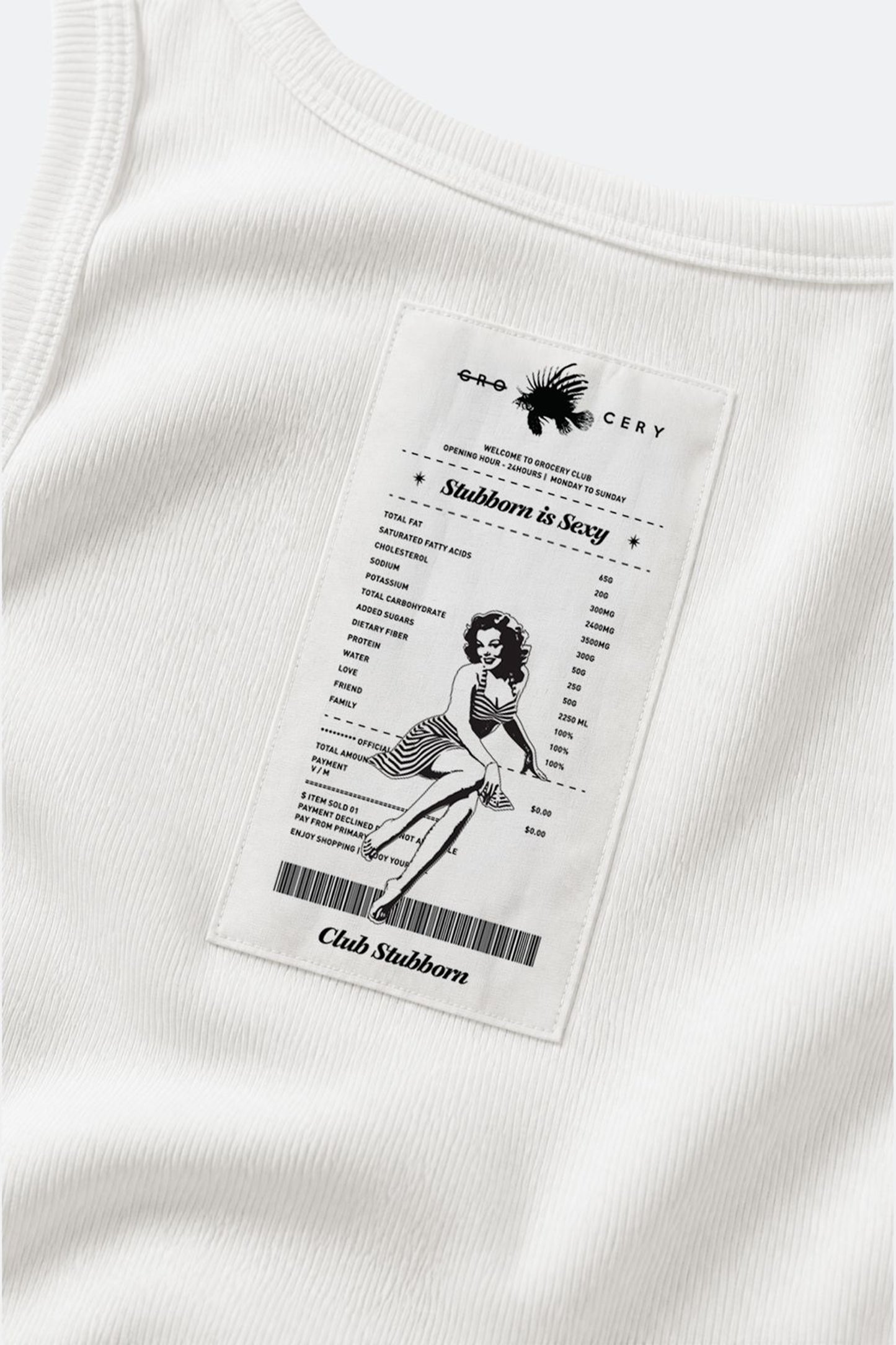 GROCERY x CLUB STUBBORN LOGO INVOICE TANK TOP/ WHITE