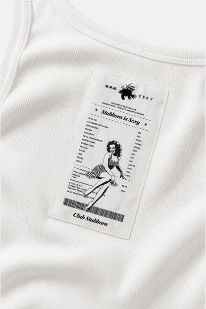 GROCERY x CLUB STUBBORN LOGO INVOICE TANK TOP/ WHITE