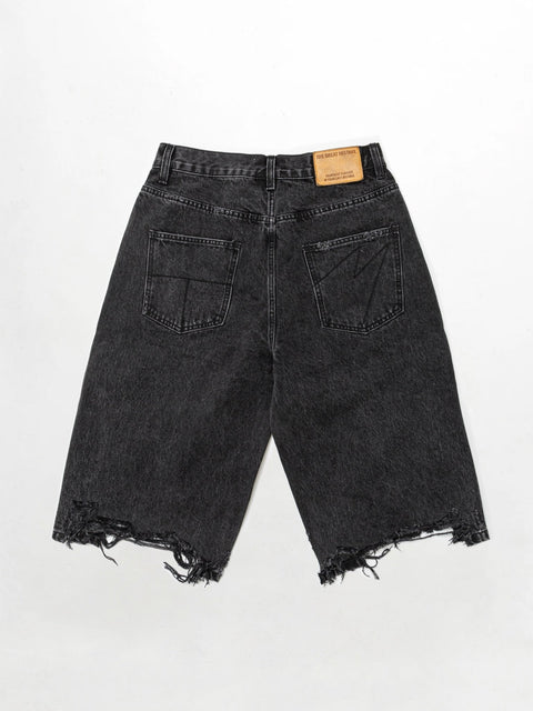 THEGREATMISTAKE. RELAXED DISTRESSED DENIM SHORTS/ VINTAGE BLACK - GROGROCERY