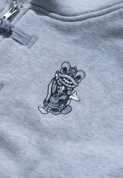 URDU X NEEDLESS DONALD DUCK KUNG FU KIDS ZIP UP HOODIE/ GREY - GROGROCERY