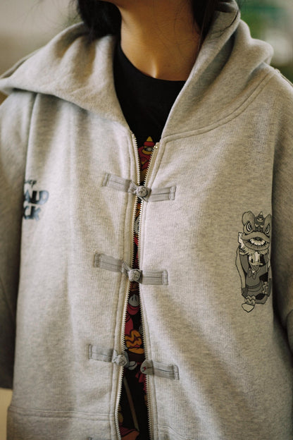 URDU X NEEDLESS DONALD DUCK KUNG FU ZIP UP HOODIE/ GREY - GROGROCERY