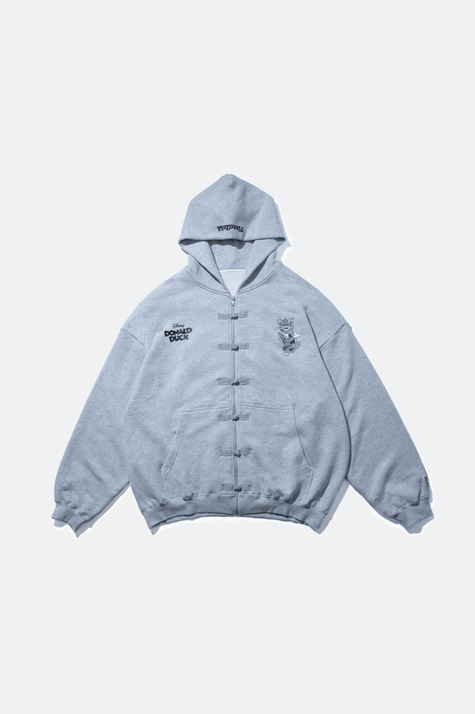 URDU X NEEDLESS DONALD DUCK KUNG FU ZIP UP HOODIE/ GREY - GROGROCERY