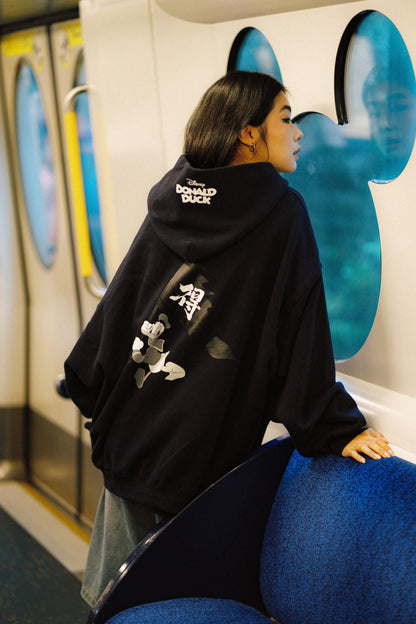 URDU X NEEDLESS DONALD DUCK「旗開得勝」HOODIE/ NAVY - GROGROCERY