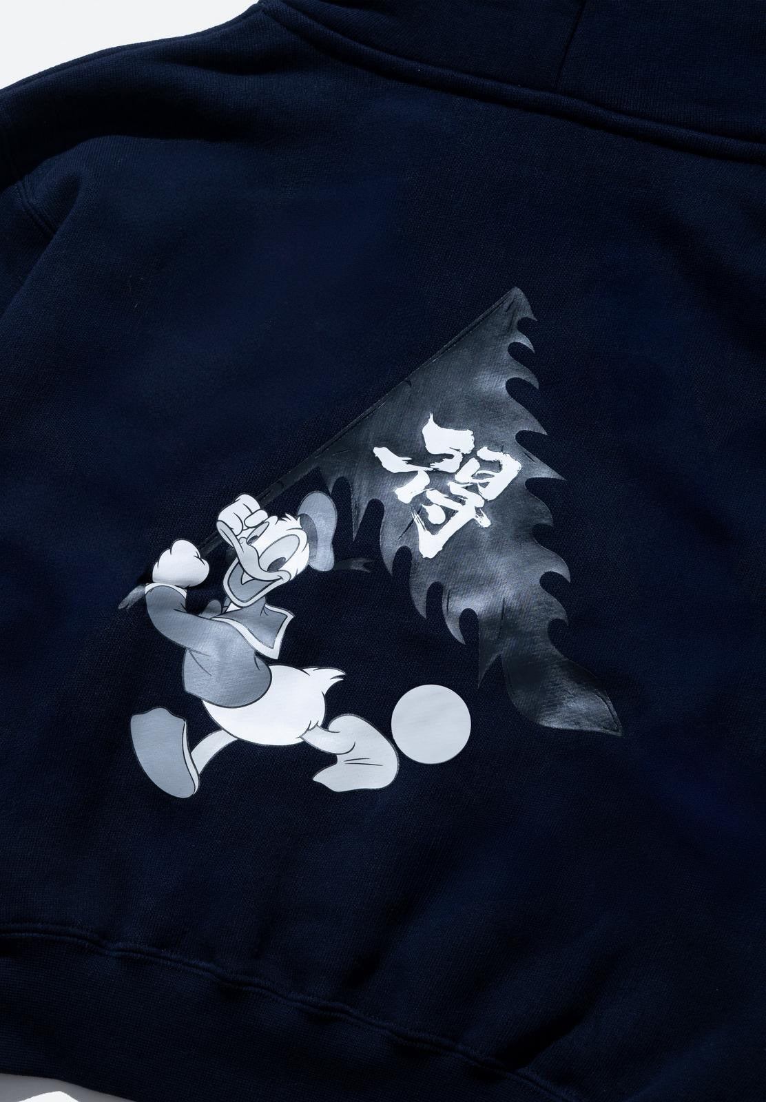 URDU X NEEDLESS DONALD DUCK「旗開得勝」KIDS HOODIE/ NAVY - GROGROCERY