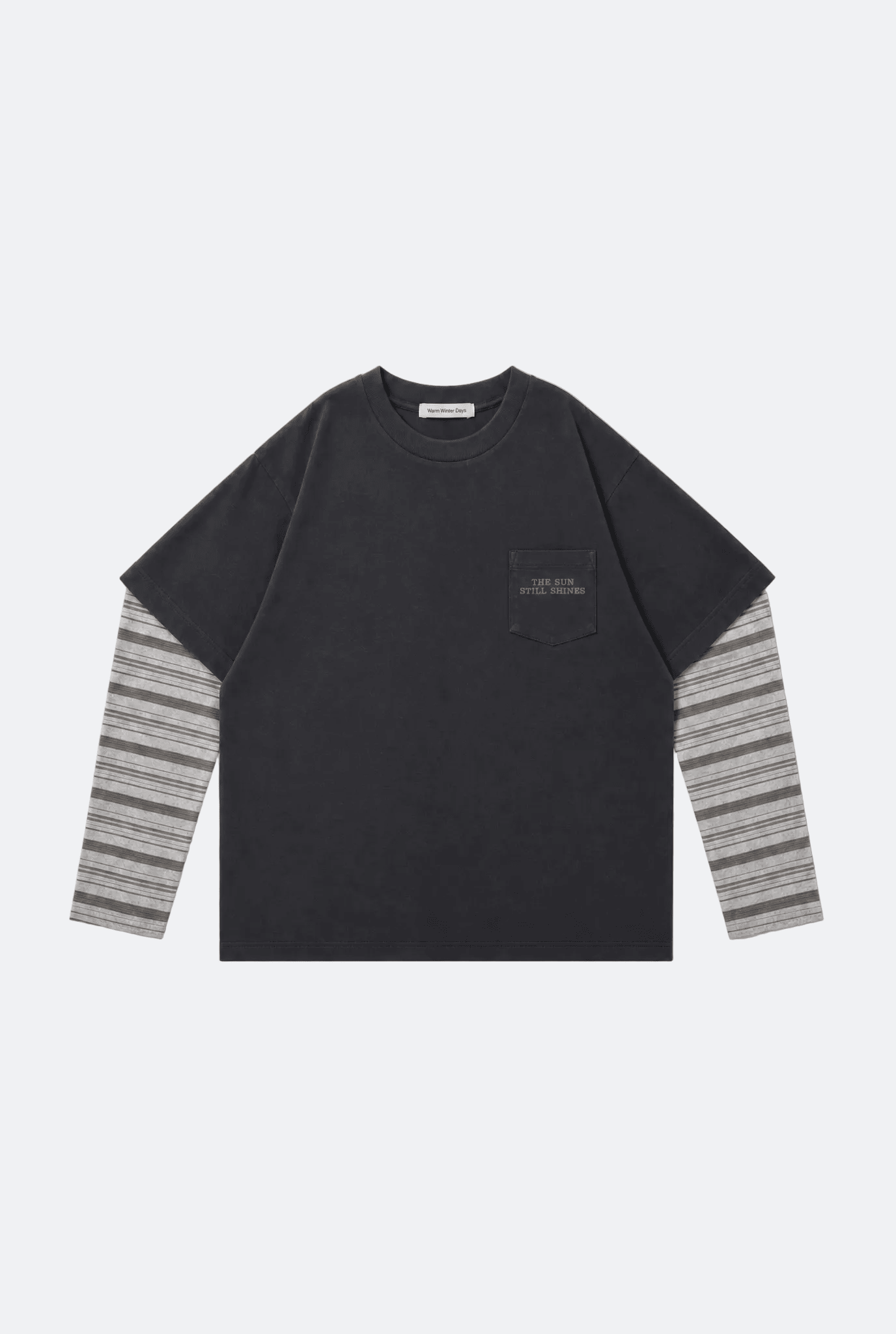 WARM WINTER DAYS DOUBLE LAYERED POCKET TEE/ GREY - GROGROCERY