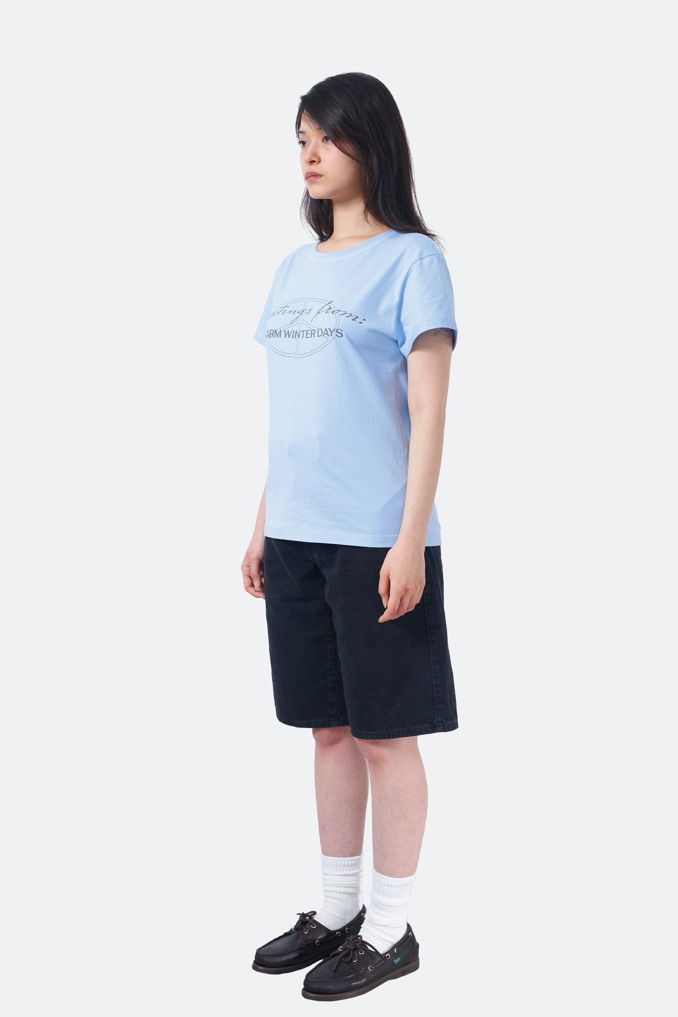 WARM WINTER DAYS GREETINGS TEE/ BABY BLUE - GROGROCERY