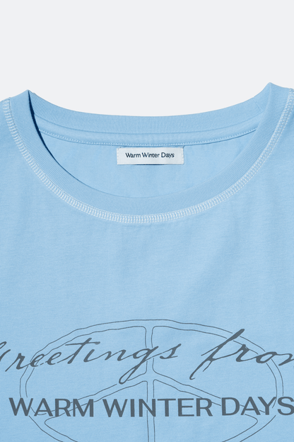 WARM WINTER DAYS GREETINGS TEE/ BABY BLUE - GROGROCERY