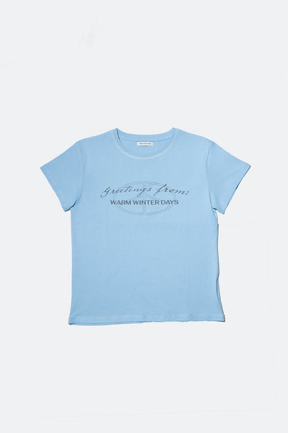 WARM WINTER DAYS GREETINGS TEE/ BABY BLUE - GROGROCERY