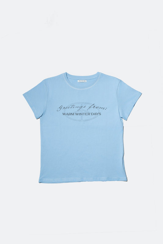 WARM WINTER DAYS GREETINGS TEE/ BABY BLUE - GROGROCERY