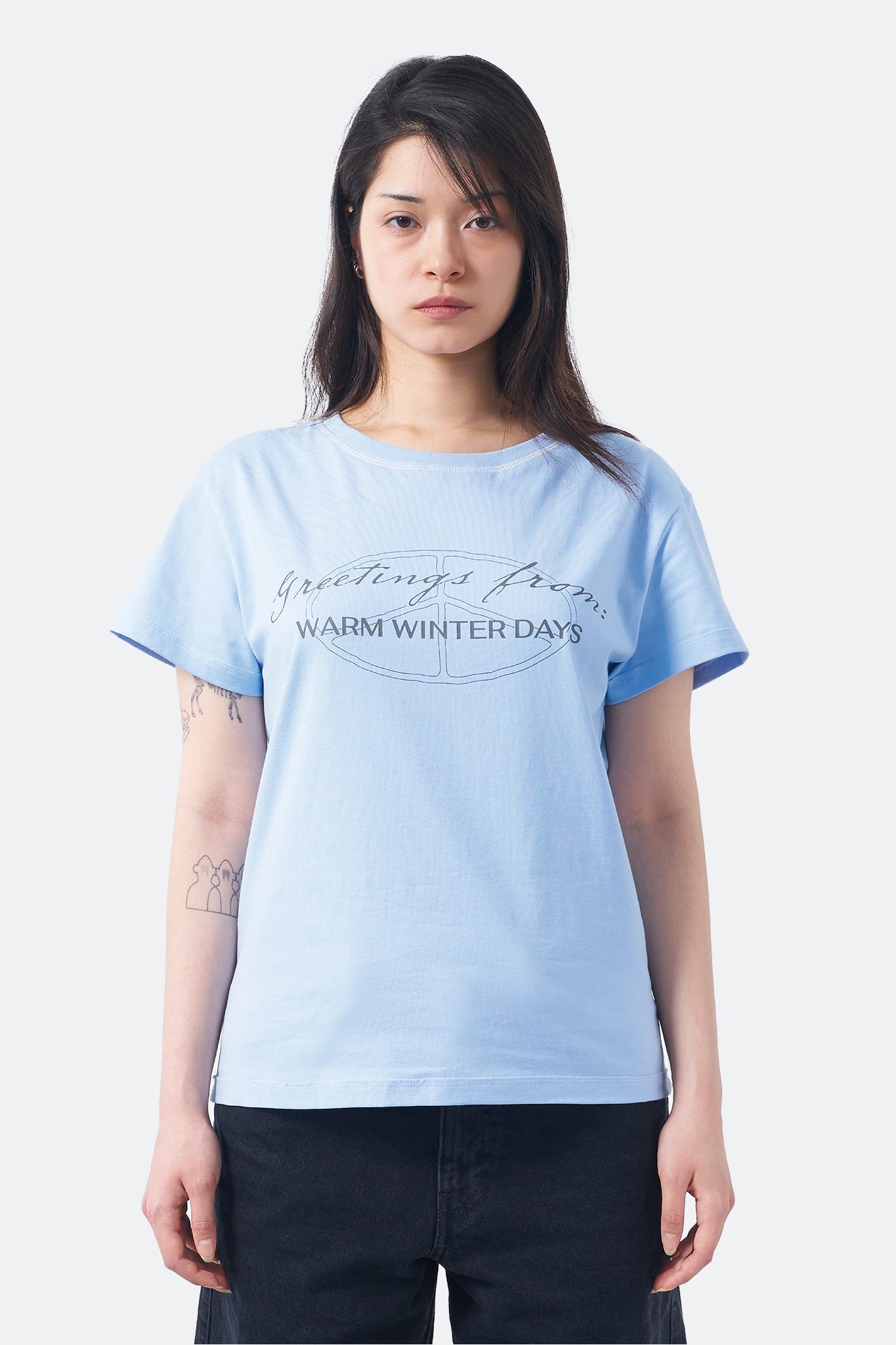 WARM WINTER DAYS GREETINGS TEE/ BABY BLUE - GROGROCERY