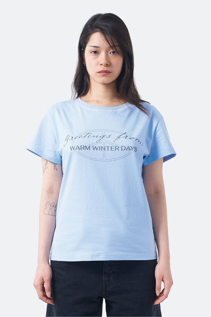WARM WINTER DAYS GREETINGS TEE/ BABY BLUE - GROGROCERY