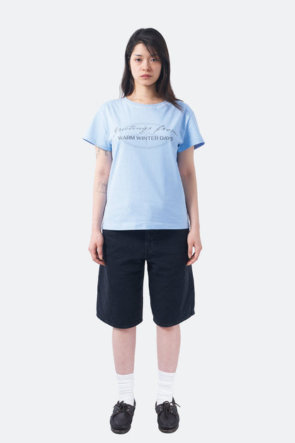 WARM WINTER DAYS GREETINGS TEE/ BABY BLUE - GROGROCERY