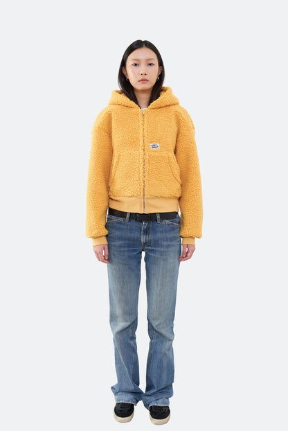 WARM WINTER DAYS SUNBEAM FLEECE ZIP UP HOODIE/ YELLOW - GROGROCERY