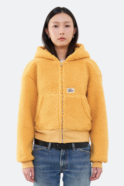 WARM WINTER DAYS SUNBEAM FLEECE ZIP UP HOODIE/ YELLOW - GROGROCERY