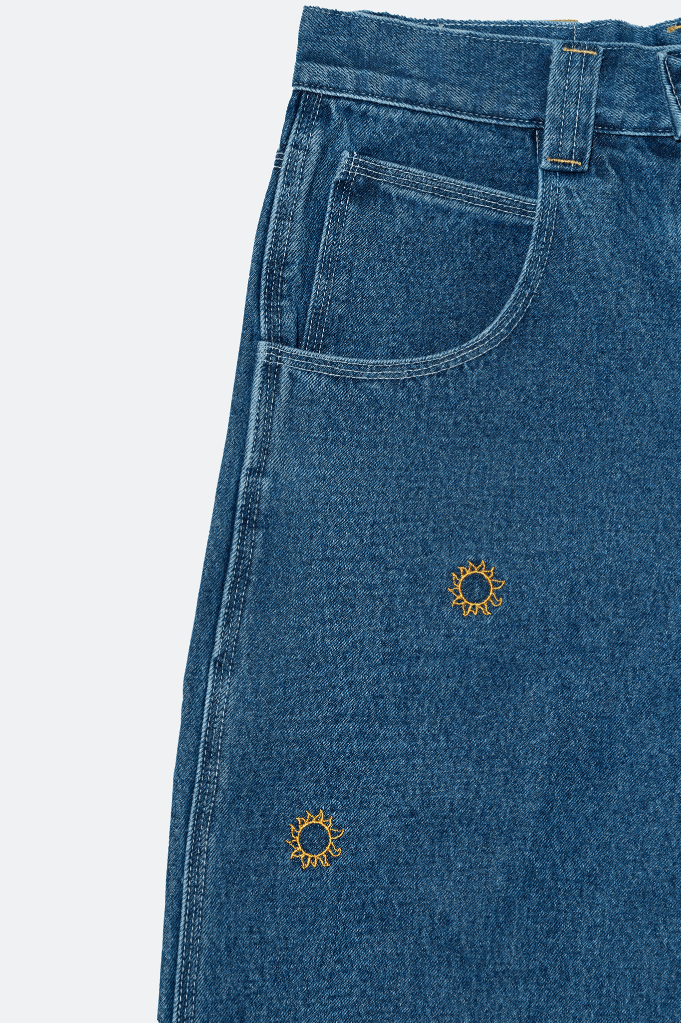 WARM WINTER DAYS SUNS OUT DENIM JORTS/ RINSE BLUE - GROGROCERY