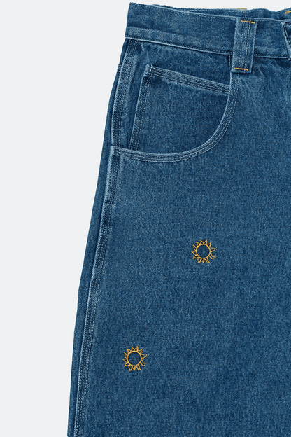 WARM WINTER DAYS SUNS OUT DENIM JORTS/ RINSE BLUE - GROGROCERY