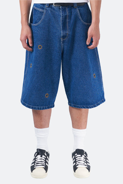 WARM WINTER DAYS SUNS OUT DENIM JORTS/ RINSE BLUE - GROGROCERY
