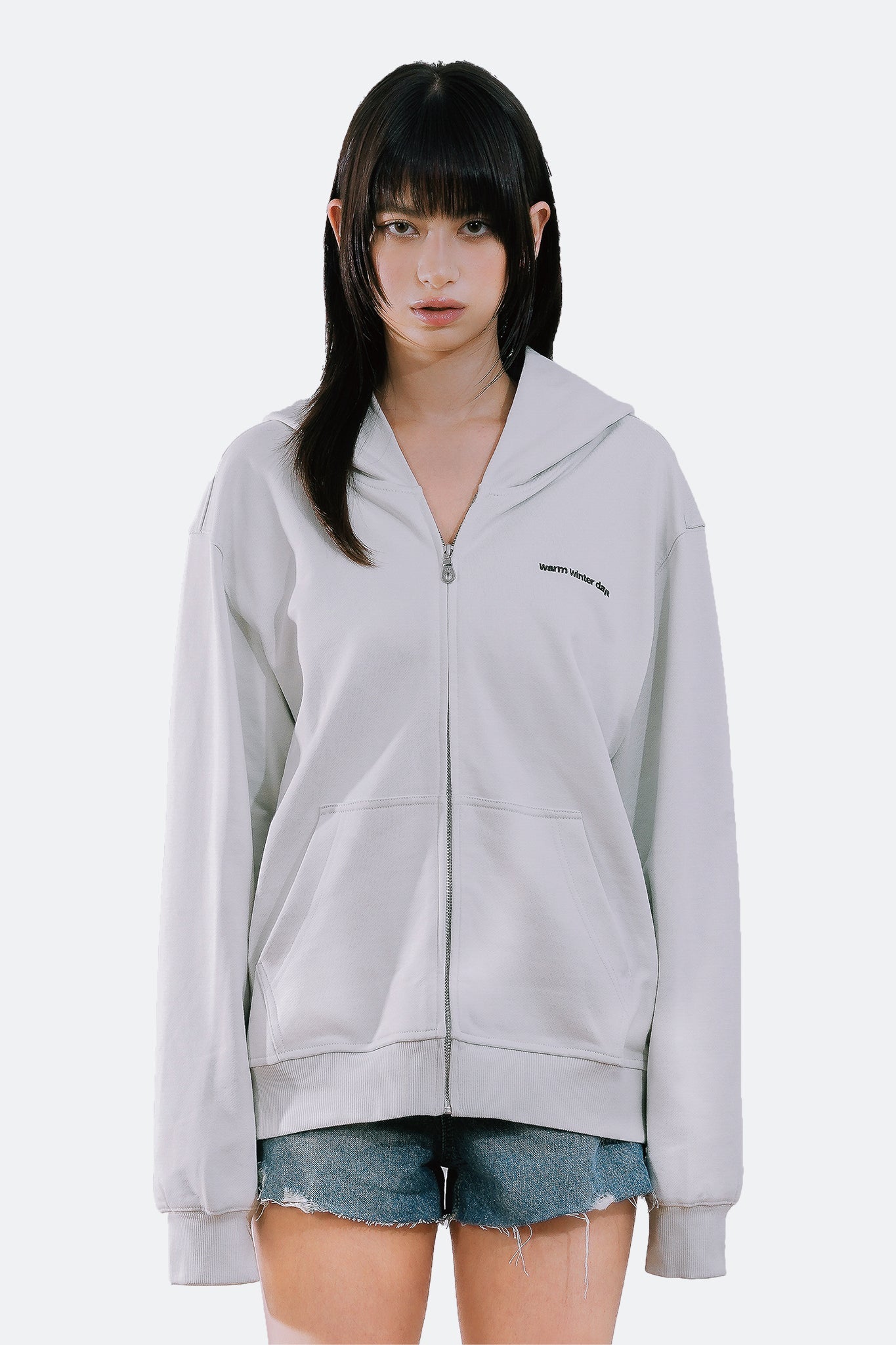 WARM WINTER DAYS ZIP UP HOODIE/ CLOUD - GROGROCERY