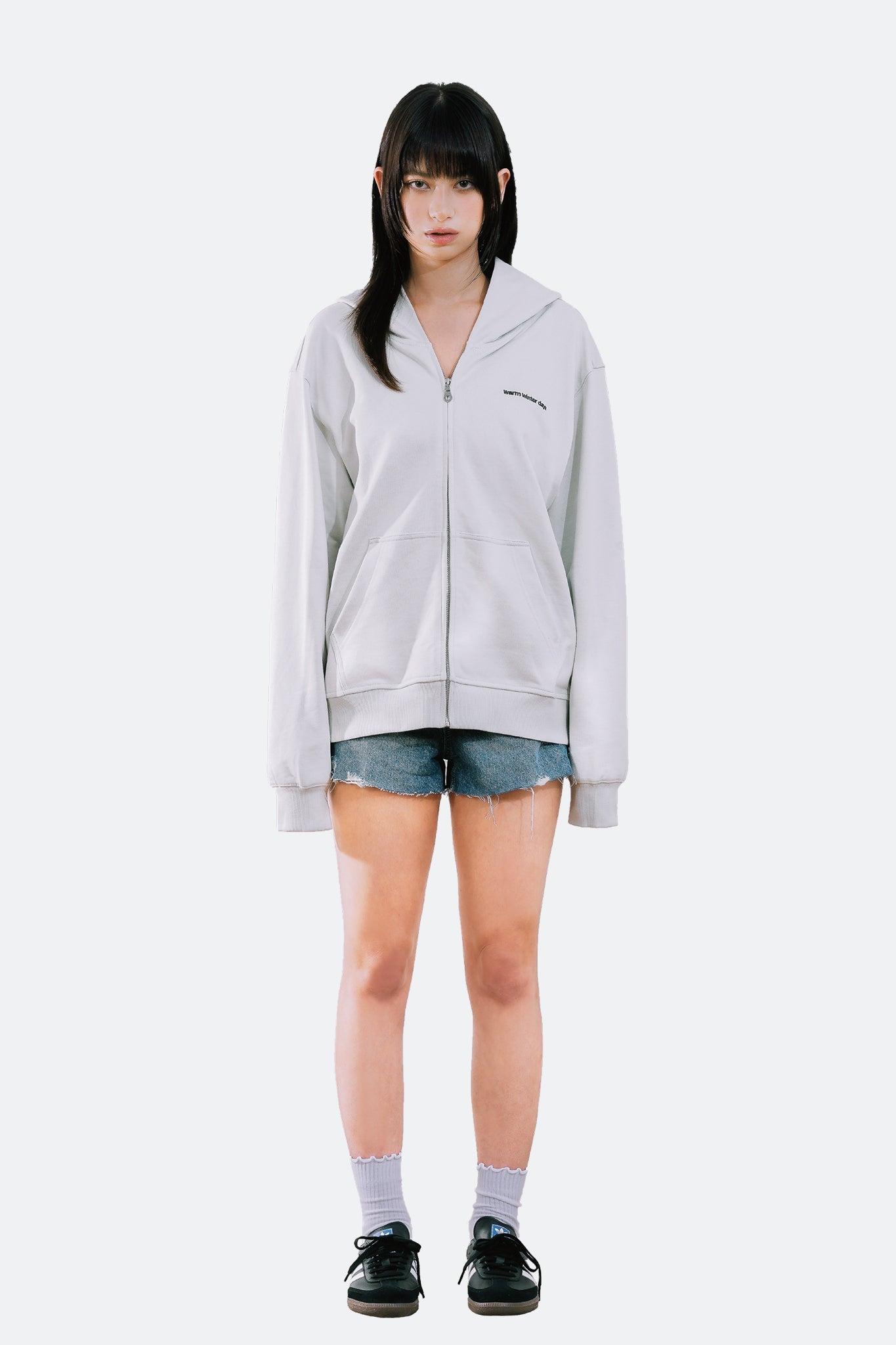 WARM WINTER DAYS ZIP UP HOODIE/ CLOUD - GROGROCERY