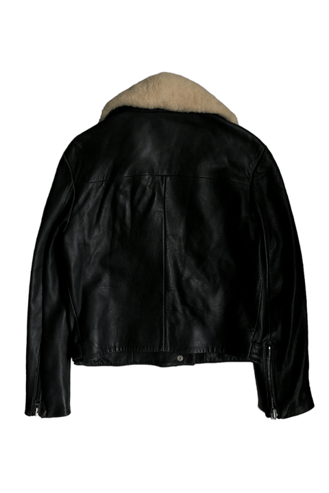 ACNE STUDIOS LEATHER JACKET WITH SHEARING COLLAR - GROGROCERY