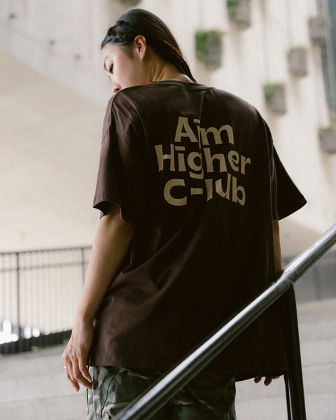 Aim Higher Club Logo Tee/ Brown - GROGROCERY