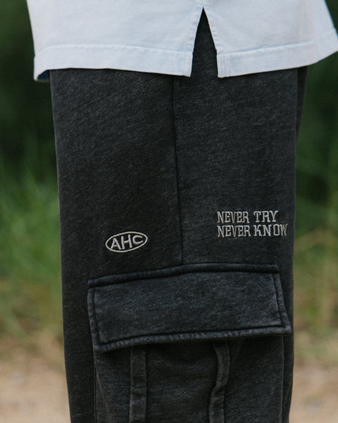 Aim Higher Club X Bboy THINK Never Try Never Know Washed Sweat Cargo/ Charcoal - GROGROCERY