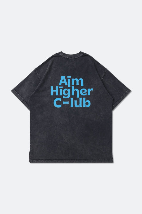 Aim Higher Club x Blue Bottle Logo Tee/ Washed Dark Grey - GROGROCERY