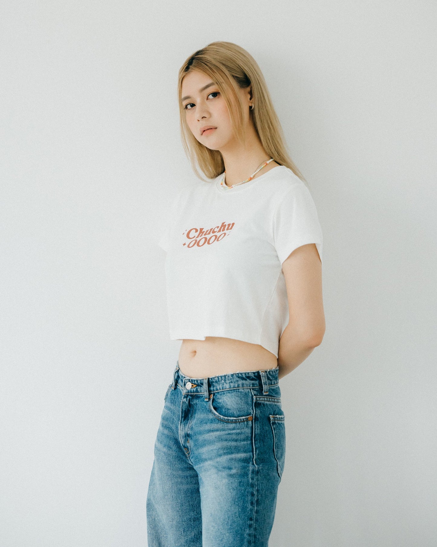 ChuChu Logo Cropped Tee/ White - GROGROCERY