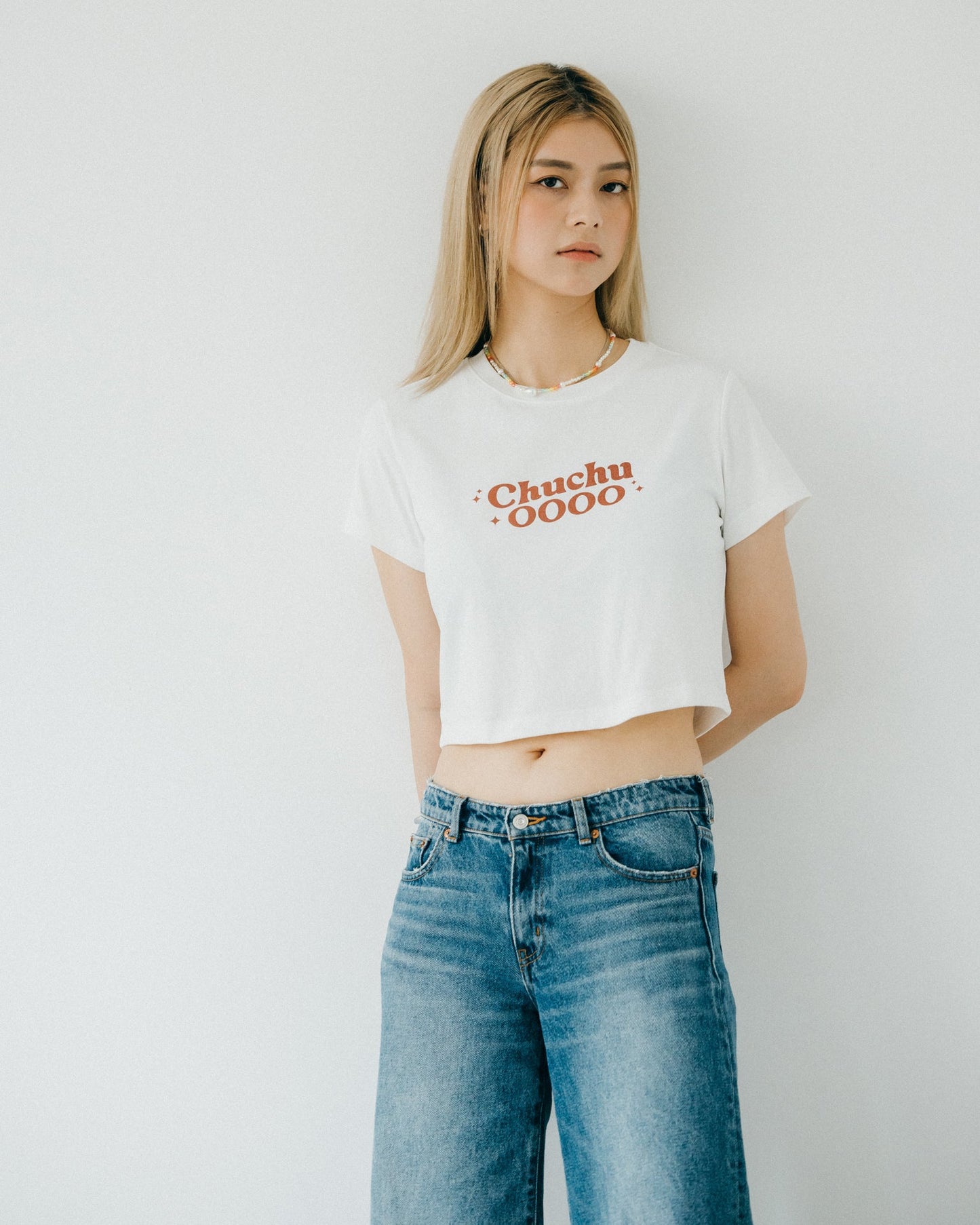 ChuChu Logo Cropped Tee/ White - GROGROCERY
