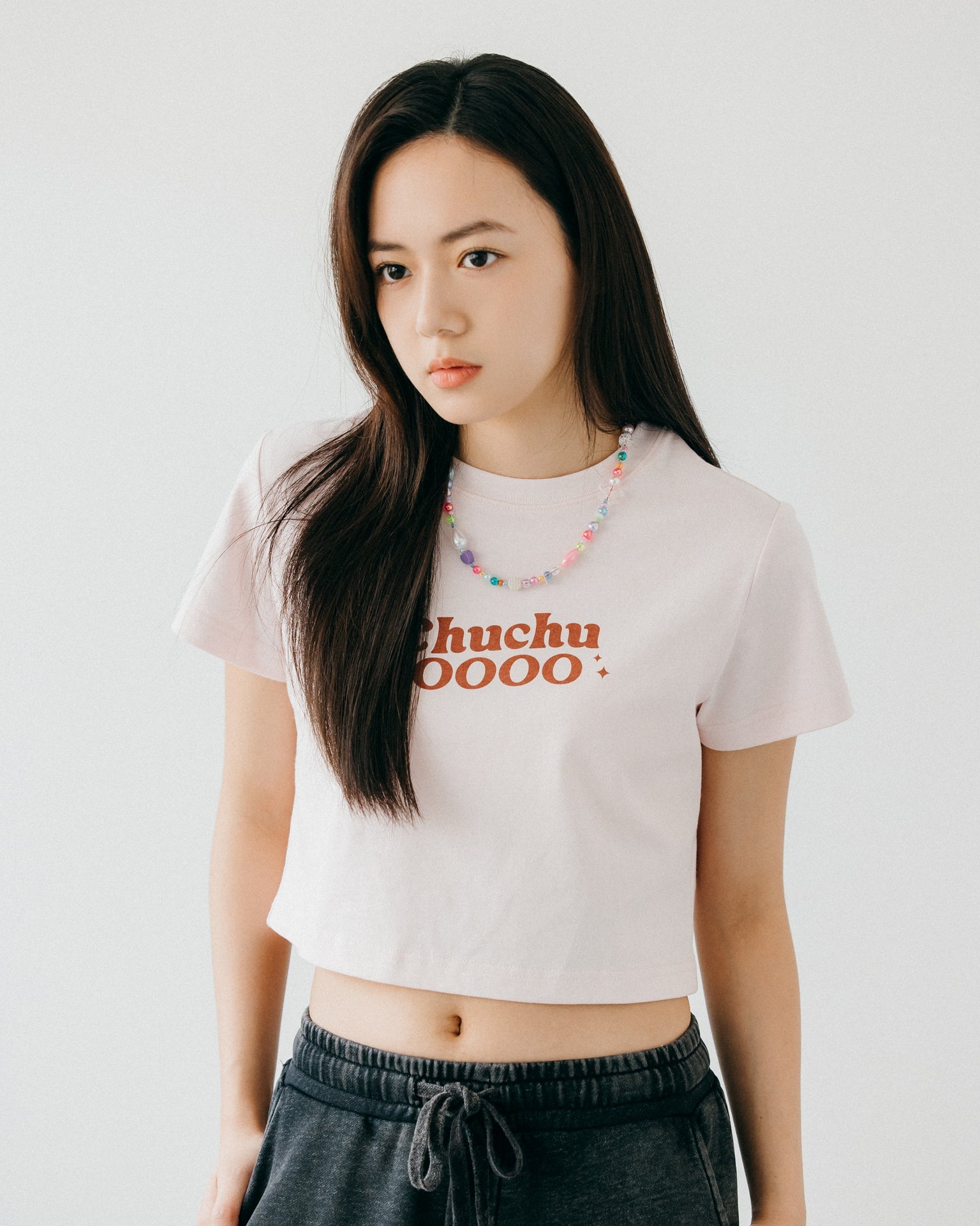 ChuChu OOOO Logo Cropped Tee/ Pink - GROGROCERY