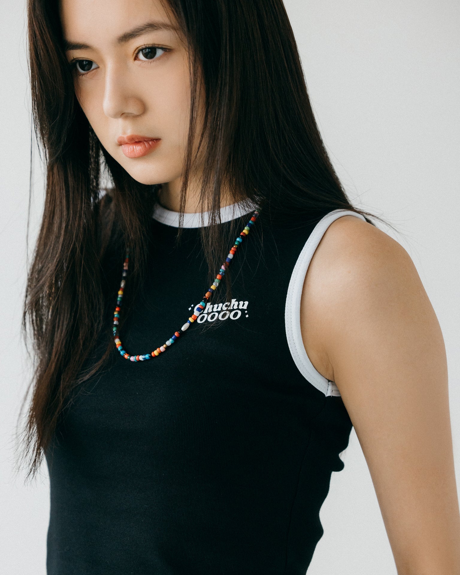 ChuChu OOOO Logo Vest Top/ Black - GROGROCERY