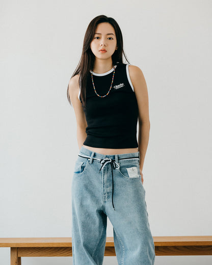 ChuChu OOOO Logo Vest Top/ Black - GROGROCERY