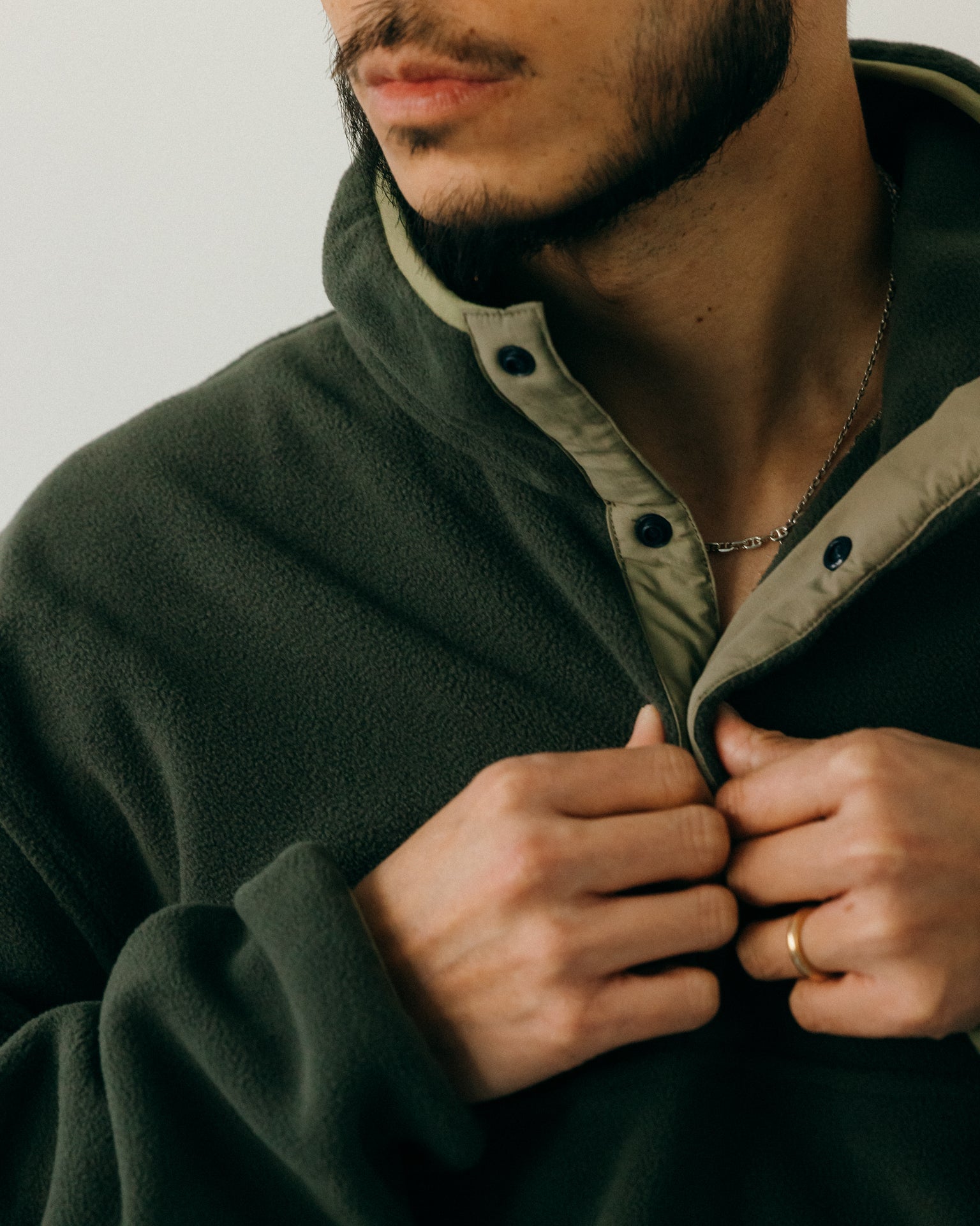 gro. By RC FLEECE BUTTON UP PULLOVER/ OLIVE - GROGROCERY