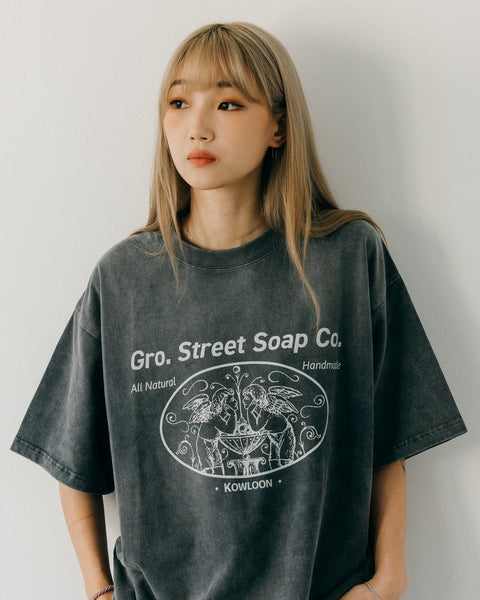 gro. BY RC GRO STREET SOAP CO. VINTAGE TEE/ WASHED GREY - GROGROCERY