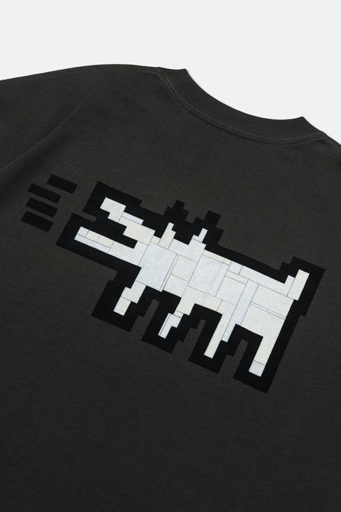 GROCERY PIXEL BARKING DOG TEE BY ADAM LISTER/ CHARCOAL - GROGROCERY