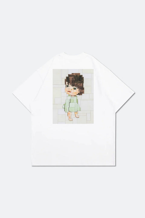 GROCERY PIXEL GIRL TEE BY ADAM LISTER/ WHITE - GROGROCERY