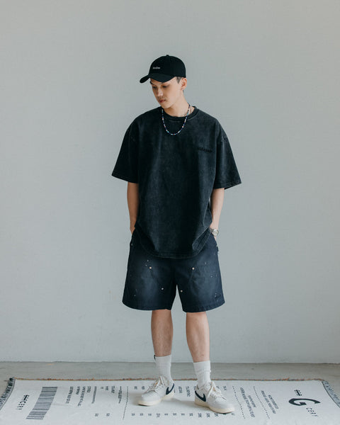GROCERY SP-010 DOUBLE KNEE VINTAGE WORKER SHORTS/ NAVY - GROGROCERY