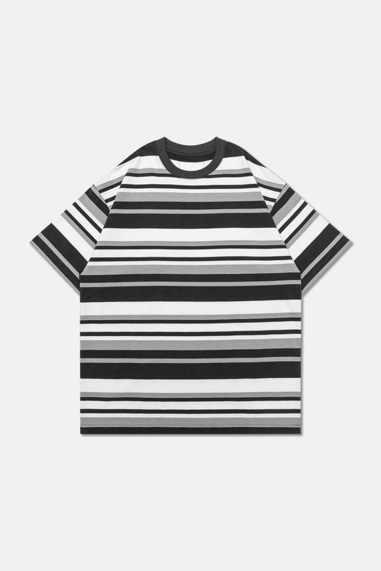 GROCERY SS23 TEE-001 INVOICE/ STRIPE MULTI BLACK - GROGROCERY