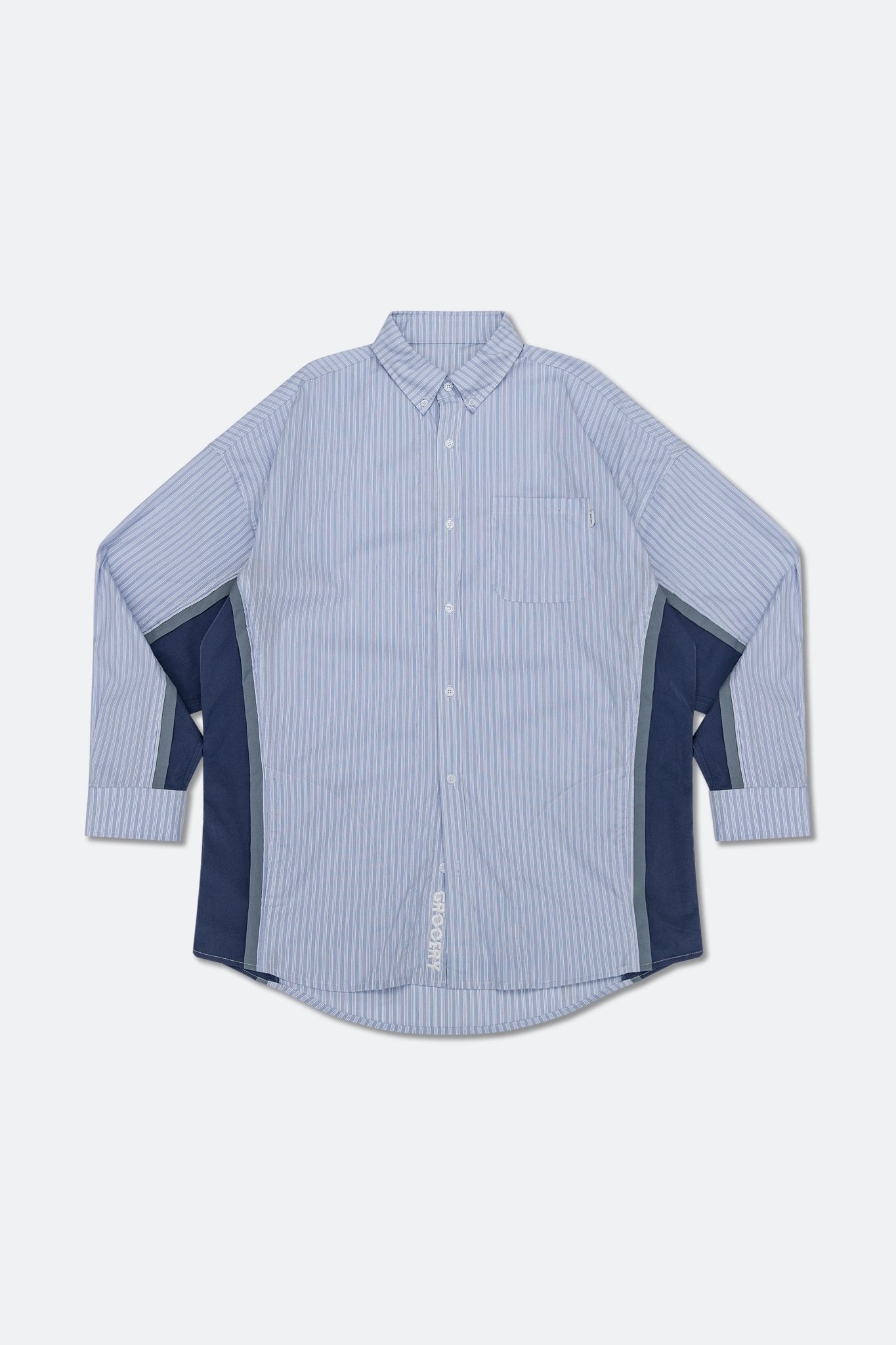 GROCERY ST-015 OVERSIZED PANELED STRIPE SHIRT/ BLUE & NAVY - GROGROCERY