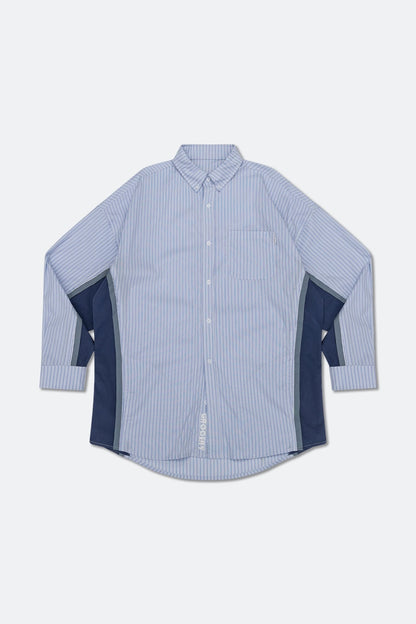 GROCERY ST-015 OVERSIZED PANELED STRIPE SHIRT/ BLUE & NAVY - GROGROCERY