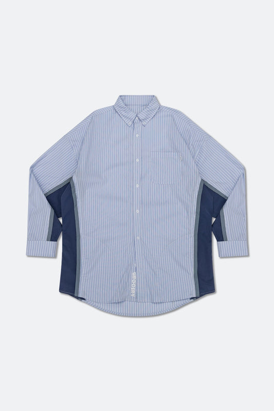 GROCERY ST-015 OVERSIZED PANELED STRIPE SHIRT/ BLUE & NAVY - GROGROCERY