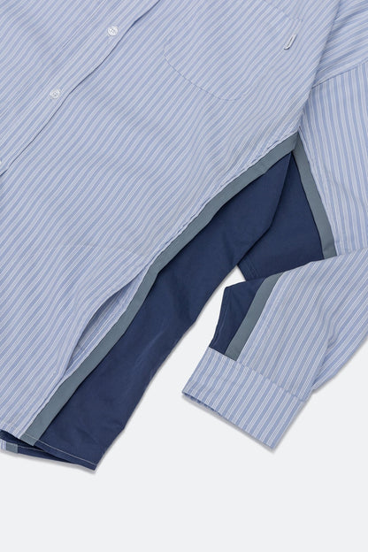 GROCERY ST-015 OVERSIZED PANELED STRIPE SHIRT/ BLUE & NAVY - GROGROCERY