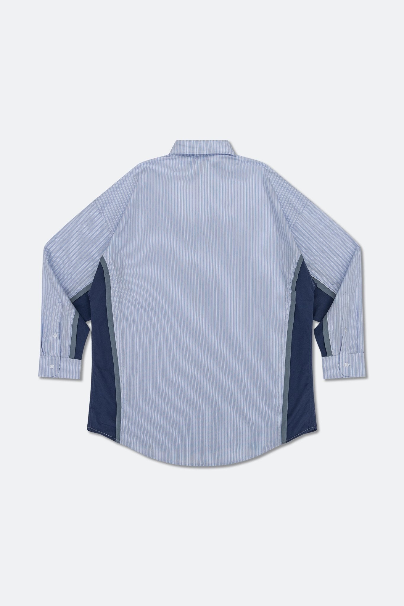 GROCERY ST-015 OVERSIZED PANELED STRIPE SHIRT/ BLUE & NAVY - GROGROCERY